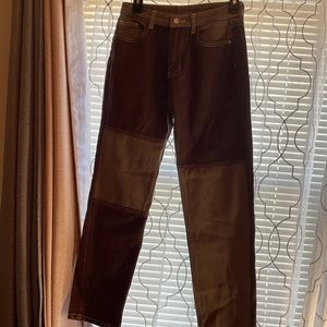 Boyfriend style patchwork brown jeans